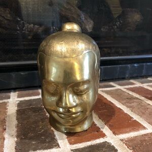 adorable vintage gold brass head sculpture figurine 6” tall